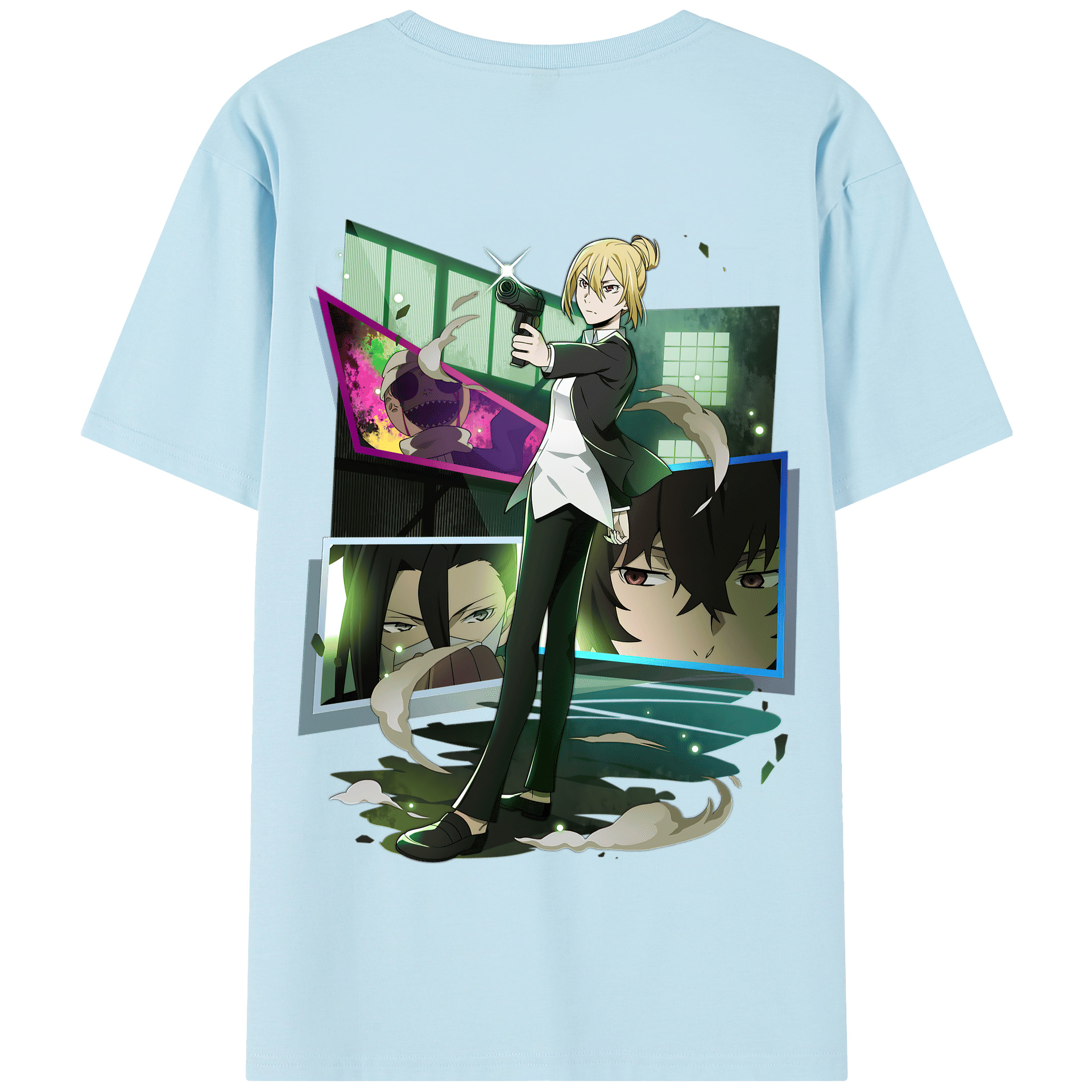 （画像用） 文豪ストレイドッグス Bungo Stray Dogs 綿100％半袖Tシャツ（背面プリント）